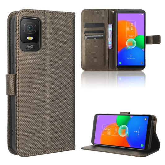 For TCL 403 Diamond Texture Leather Phone Case(Brown) - More Brand by buy2fix | Online Shopping UK | buy2fix