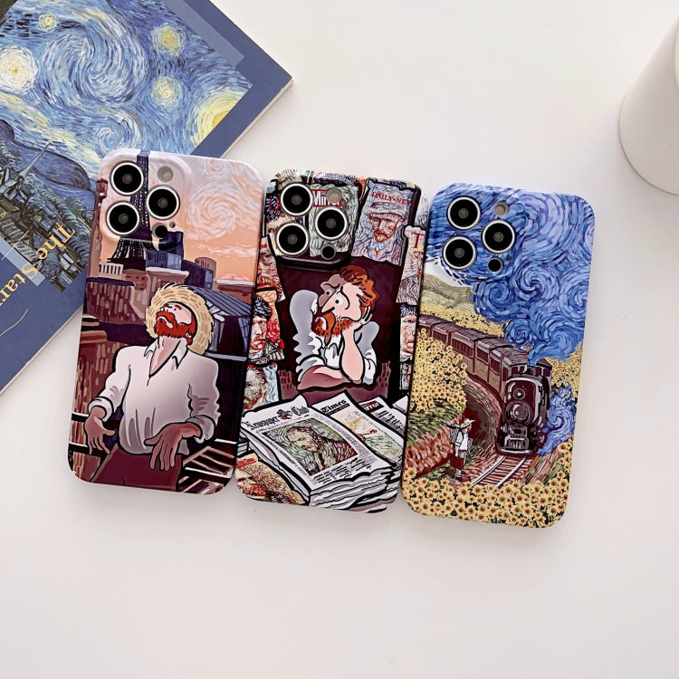 For iPhone 14 Plus Precise Hole Oil Painting Glossy PC Phone Case(Tower) - iPhone 14 Plus Cases by buy2fix | Online Shopping UK | buy2fix