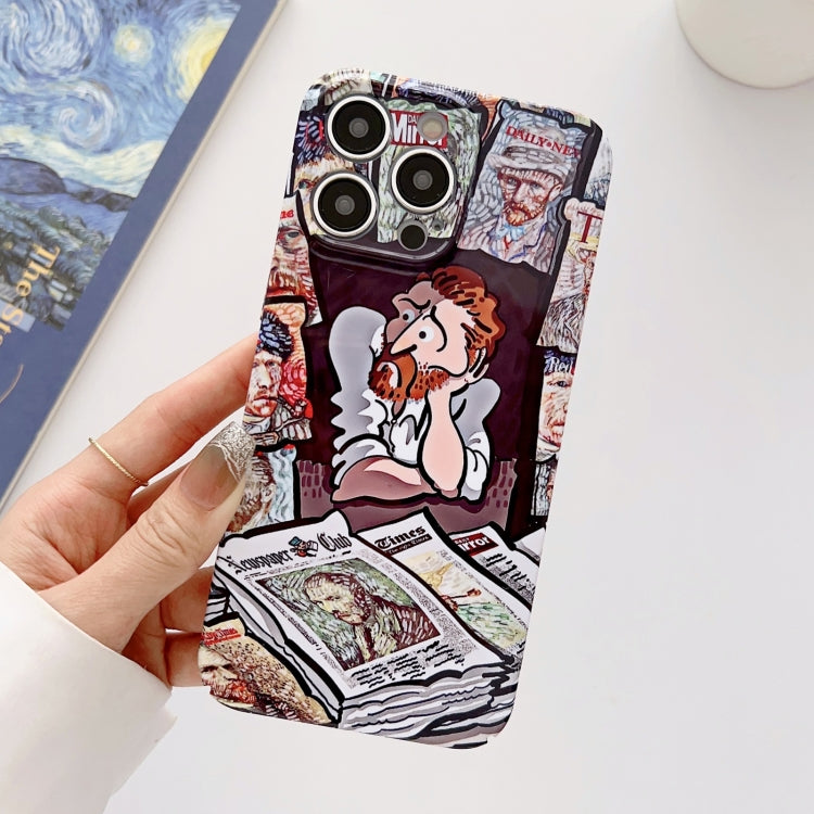 For iPhone 11 Precise Hole Oil Painting Glossy PC Phone Case(Newspaper) - iPhone 11 Cases by buy2fix | Online Shopping UK | buy2fix