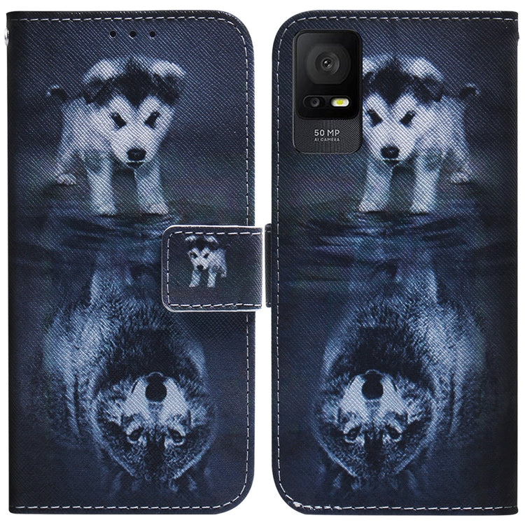 For TCL 408 Coloured Drawing Flip Leather Phone Case(Wolf and Dog) - More Brand by buy2fix | Online Shopping UK | buy2fix