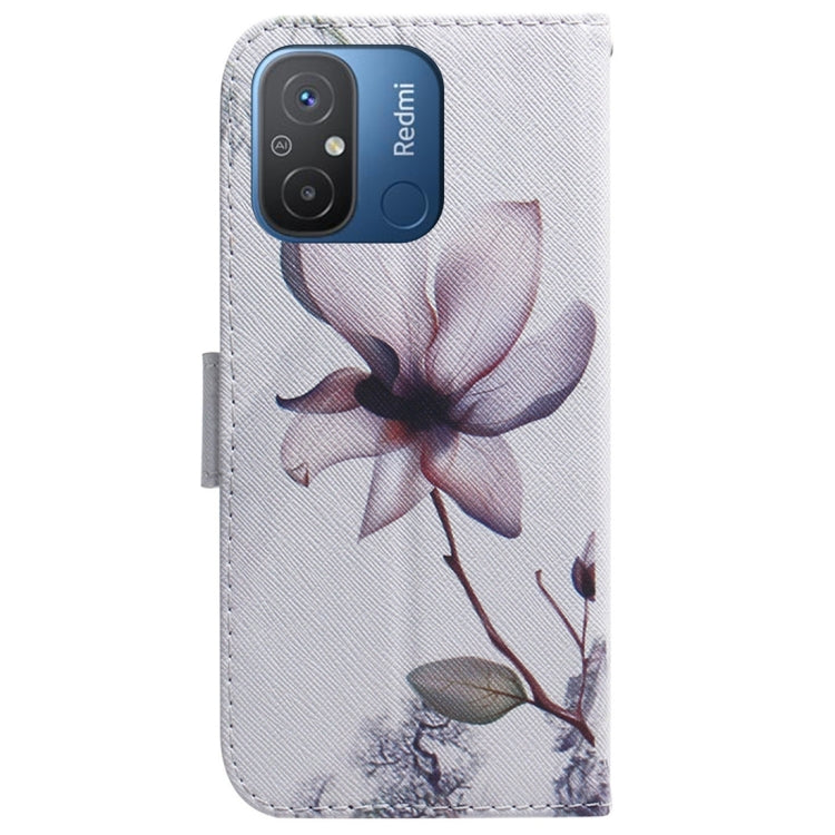 For Xiaomi Redmi 12C / 11A Coloured Drawing Flip Leather Phone Case(Magnolia) - Xiaomi Cases by buy2fix | Online Shopping UK | buy2fix