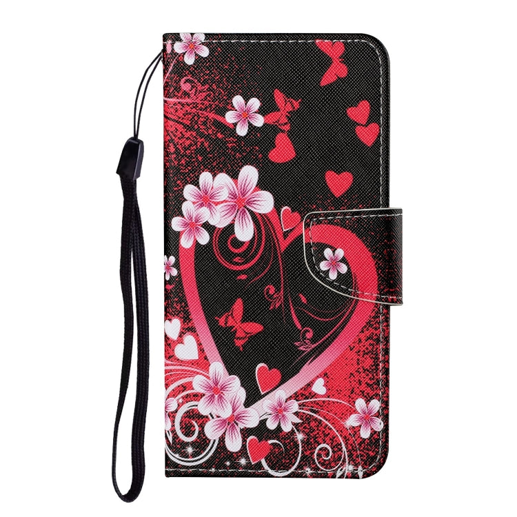 For Xiaomi Redmi 12C Colored Drawing Pattern Flip Leather Phone Case(Red Heart) - Xiaomi Cases by buy2fix | Online Shopping UK | buy2fix