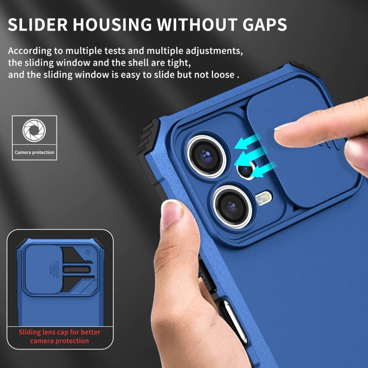 For Xiaomi Redmi Note 12 5G / Poco X5 Stereoscopic Holder Sliding Camshield Phone Case(Blue) - Note 12 Cases by buy2fix | Online Shopping UK | buy2fix
