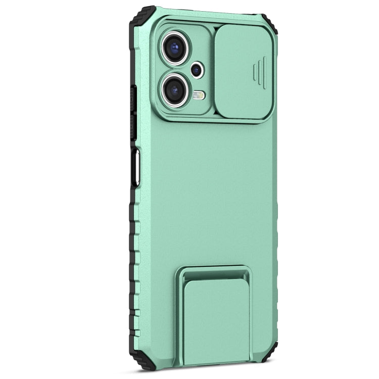 For Xiaomi Redmi Note 12 5G / Poco X5 Stereoscopic Holder Sliding Camshield Phone Case(Light Blue) - Note 12 Cases by buy2fix | Online Shopping UK | buy2fix