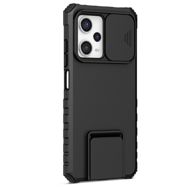 For Xiaomi Redmi Note 12 Pro 5G / Poco X5 Pro Stereoscopic Holder Sliding Camshield Phone Case(Black) - Note 12 Pro Cases by buy2fix | Online Shopping UK | buy2fix