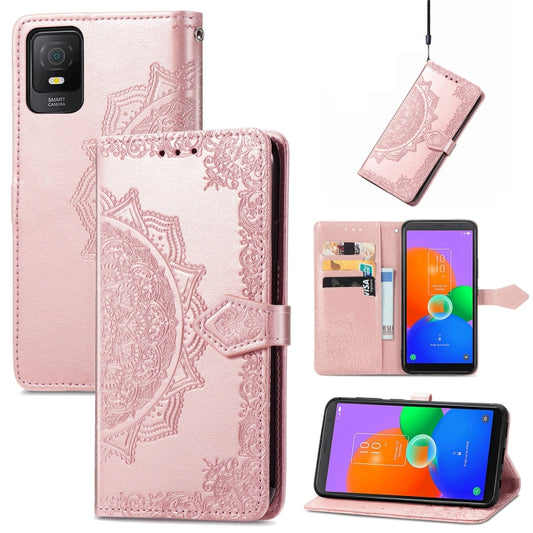 For TCL 403 Mandala Flower Embossed Leather Phone Case(Rose Gold) - More Brand by buy2fix | Online Shopping UK | buy2fix