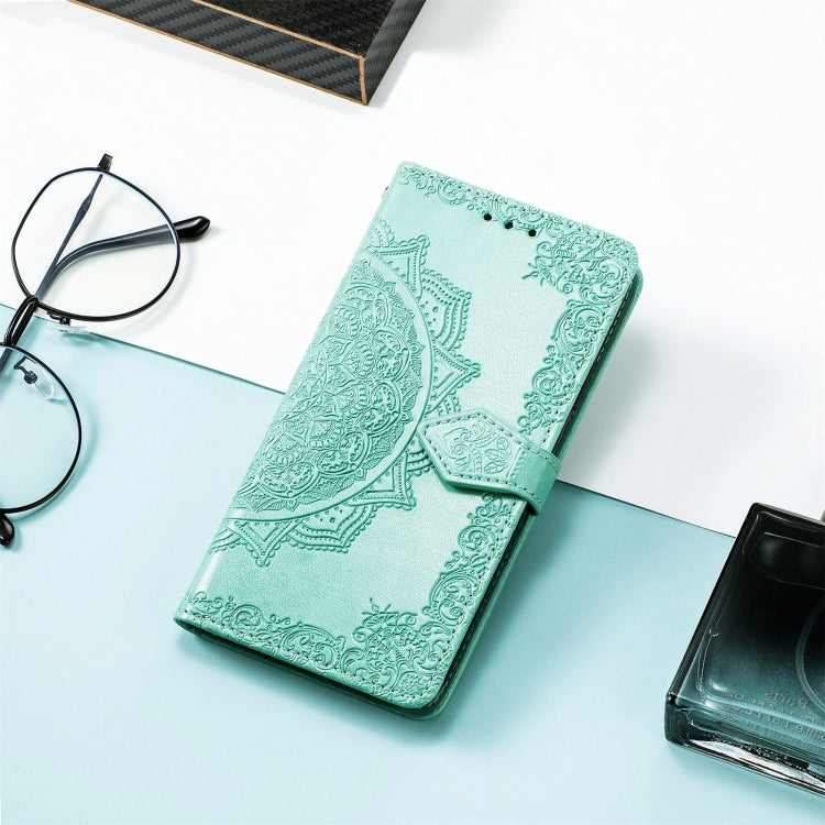 For TCL 403 Mandala Flower Embossed Leather Phone Case(Green) - More Brand by buy2fix | Online Shopping UK | buy2fix