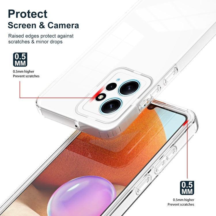 For Xiaomi Redmi Note 12 4G Global 3 in 1 Clear TPU Color PC Frame Phone Case(White) - Note 12 Cases by buy2fix | Online Shopping UK | buy2fix