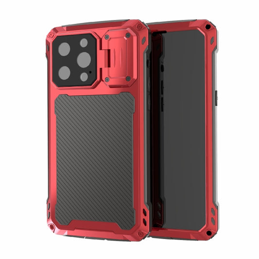 For iPhone 14 Pro RedPepper Silver Shield Series All-inclusive Lens Metal Phone Case(Red) - iPhone 14 Pro Cases by RedPepper | Online Shopping UK | buy2fix