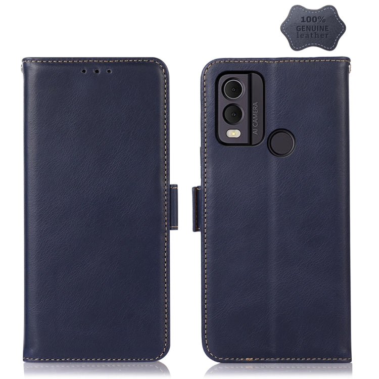 For Nokia C22 4G Crazy Horse Top Layer Cowhide Leather Phone Case(Blue) - Nokia Cases by buy2fix | Online Shopping UK | buy2fix