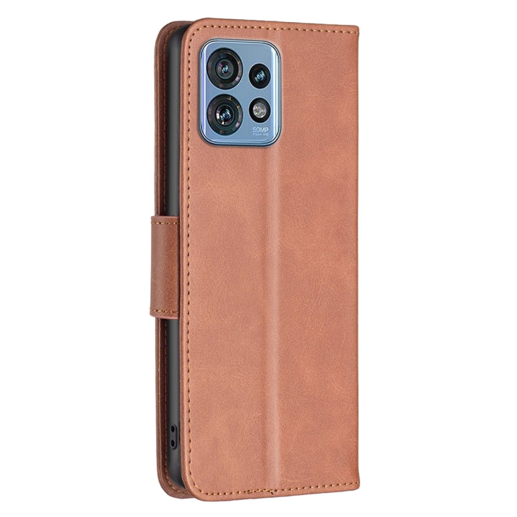 For Motorola Edge 40 Pro 5G / Moto X40 / X40 Pro Lambskin Texture Pure Color Flip Leather Phone Case(Brown) - Motorola Cases by buy2fix | Online Shopping UK | buy2fix