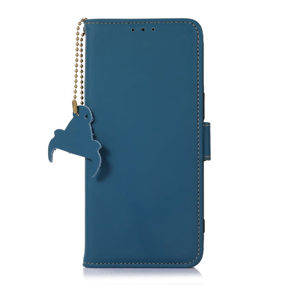 For Google Pixel 8 Pro Genuine Leather Magnetic RFID Leather Phone Case(Blue) - Google Cases by buy2fix | Online Shopping UK | buy2fix
