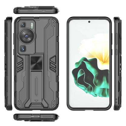 For Huawei P60 / P60 Pro Supersonic Holder PC Soft TPU Phone Case(Black) - Huawei Cases by buy2fix | Online Shopping UK | buy2fix