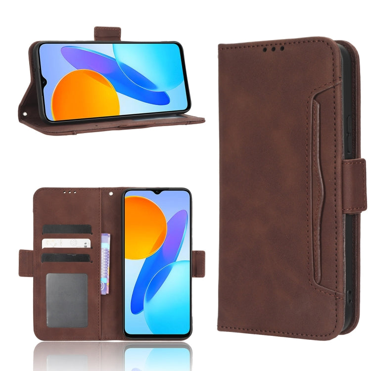 For Honor 70 Lite / X6 4G Skin Feel Calf Texture Card Slots Leather Phone Case(Brown) - Honor Cases by buy2fix | Online Shopping UK | buy2fix