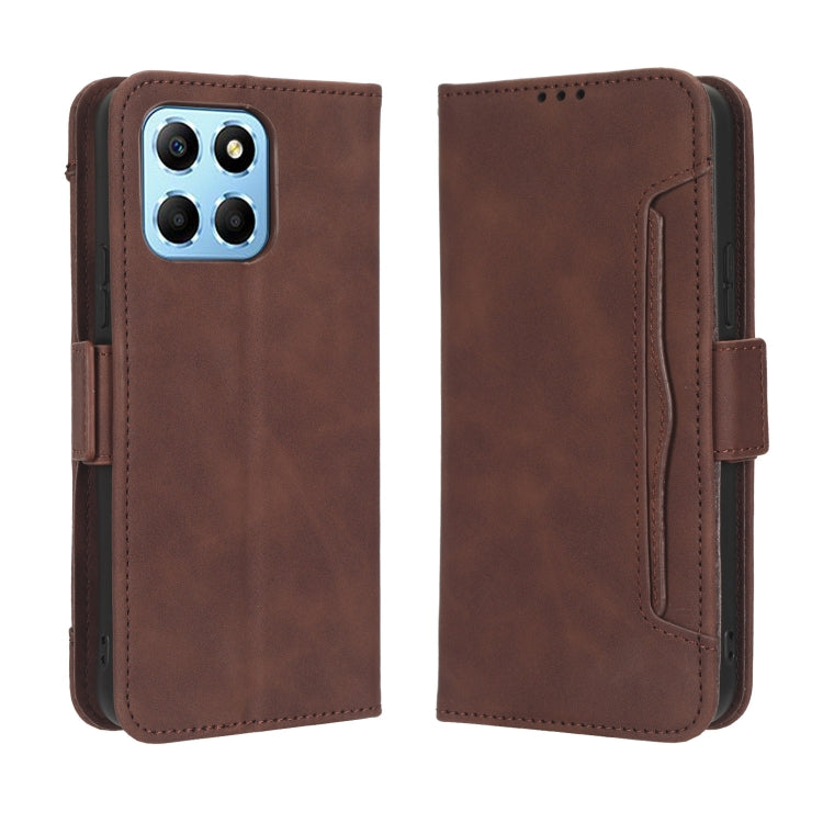 For Honor 70 Lite / X6 4G Skin Feel Calf Texture Card Slots Leather Phone Case(Brown) - Honor Cases by buy2fix | Online Shopping UK | buy2fix