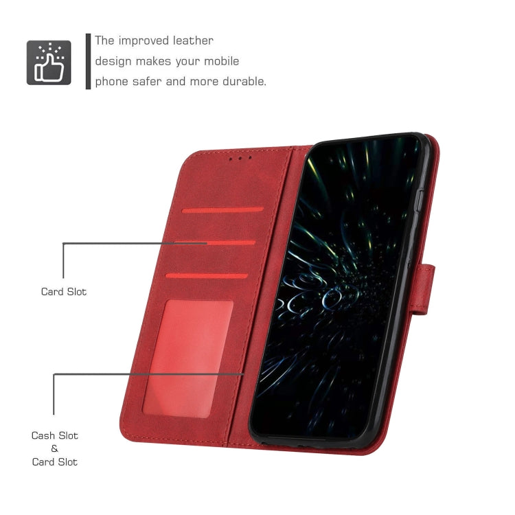 For Samsung Galaxy A24 4G Stitching Calf Texture Buckle Leather Phone Case(Red) - Galaxy Phone Cases by buy2fix | Online Shopping UK | buy2fix