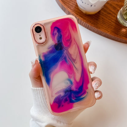 For iPhone XR Oil Painting Electroplating TPU Phone Case(Pink) - More iPhone Cases by buy2fix | Online Shopping UK | buy2fix
