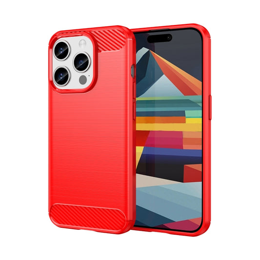 For iPhone 15 Pro Brushed Texture Carbon Fiber TPU Phone Case(Red) - iPhone 15 Pro Cases by buy2fix | Online Shopping UK | buy2fix
