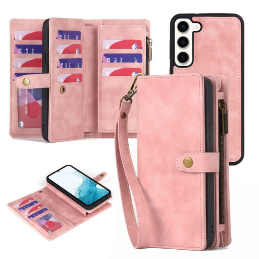 For Samsung Galaxy A73 5G Zipper Wallet Detachable MagSafe Leather Phone Case(Pink) - Galaxy Phone Cases by buy2fix | Online Shopping UK | buy2fix