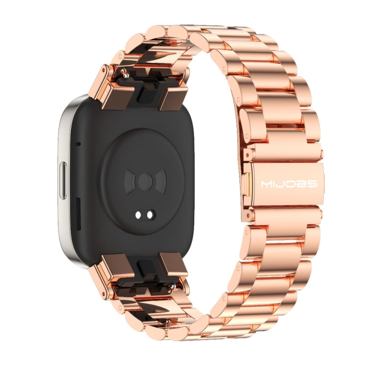 For Redmi Watch 3 Mijobs Three-Bead Metal Stainless Steel Watch Band(Rose Gold) - Watch Bands by MIJOBS | Online Shopping UK | buy2fix