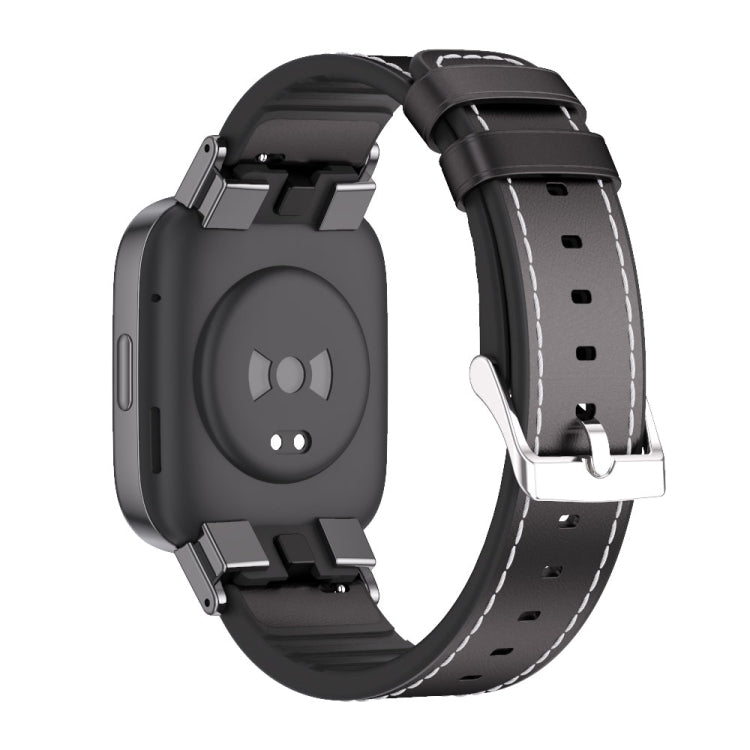 For Redmi Watch 3 Mijobs TPU Leather Watch Band(Black) - Watch Bands by MIJOBS | Online Shopping UK | buy2fix