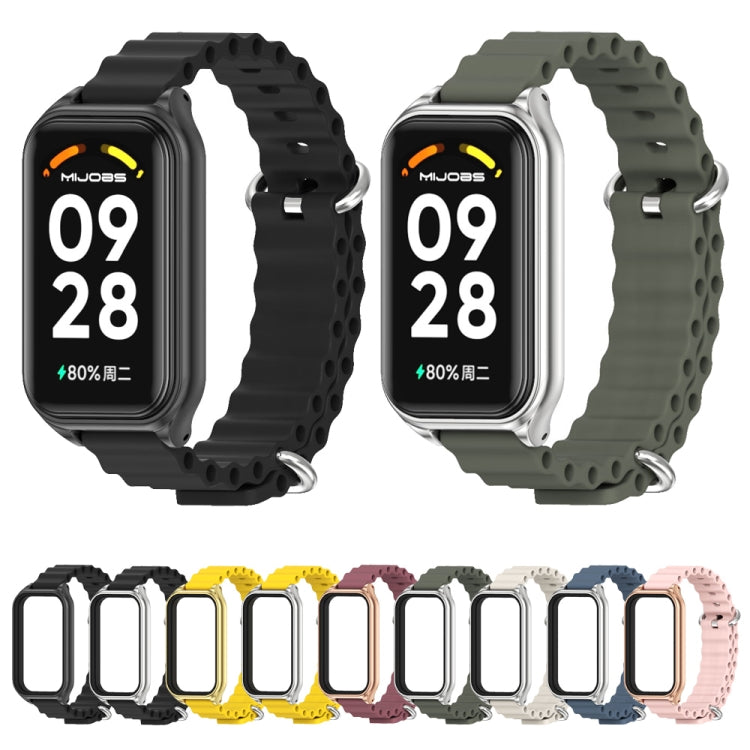 For Redmi Band 2 Mijobs Metal Shell Ocean Silicone Watch Band(Grey Silver) - Watch Bands by MIJOBS | Online Shopping UK | buy2fix