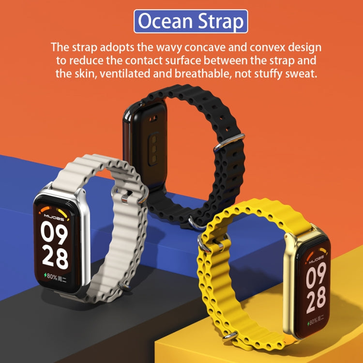 For Redmi Band 2 Mijobs Metal Shell Ocean Silicone Watch Band(Grey Silver) - Watch Bands by MIJOBS | Online Shopping UK | buy2fix