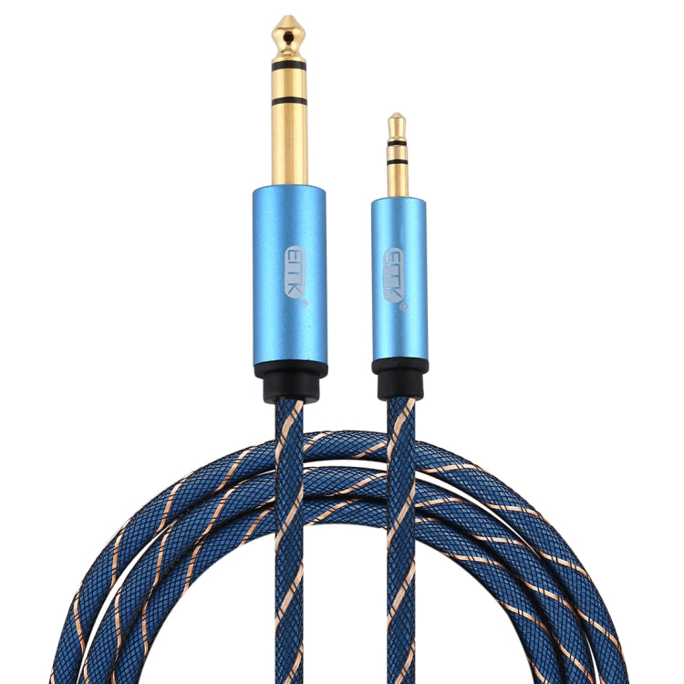 EMK 3.5mm Jack Male to 6.35mm Jack Male Gold Plated Connector Nylon Braid AUX Cable for Computer / X-BOX / PS3 / CD / DVD, Cable Length:1.5m(Dark Blue) - Audio Optical Cables by EMK | Online Shopping UK | buy2fix