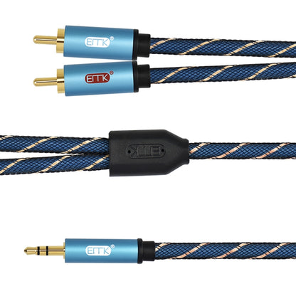 EMK 3.5mm Jack Male to 2 x RCA Male Gold Plated Connector Speaker Audio Cable, Cable Length:3m(Dark Blue) -  by EMK | Online Shopping UK | buy2fix