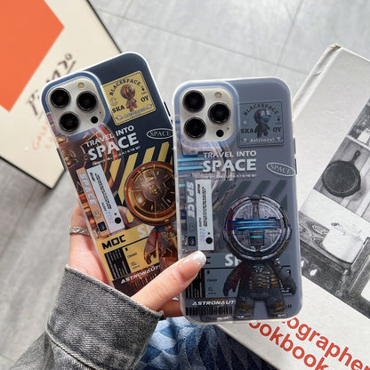 For iPhone 12 Pro Dual-side IMD Astronaut Frosted Phone Case(Black Gold) - iPhone 12 / 12 Pro Cases by buy2fix | Online Shopping UK | buy2fix