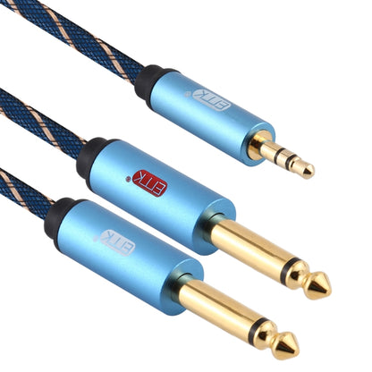 EMK 3.5mm Jack Male to 2 x 6.35mm Jack Male Gold Plated Connector Nylon Braid AUX Cable for Computer / X-BOX / PS3 / CD / DVD, Cable Length:3m(Dark Blue) -  by EMK | Online Shopping UK | buy2fix