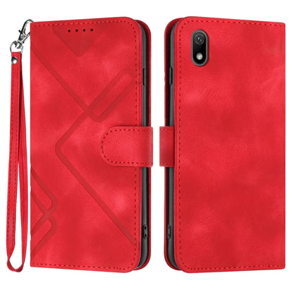 For Honor 8S Line Pattern Skin Feel Leather Phone Case(Red) - Honor Cases by buy2fix | Online Shopping UK | buy2fix
