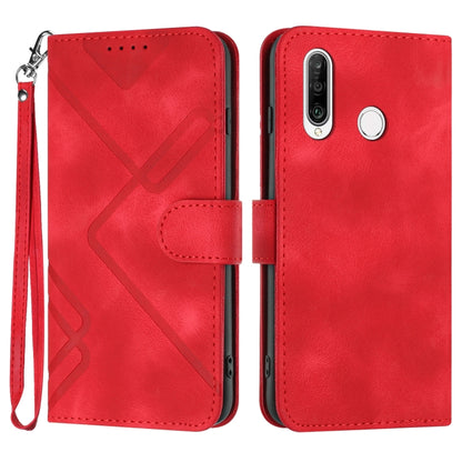 For Honor 20S Russia /20 lite Russia  Line Pattern Skin Feel Leather Phone Case(Red) - Honor Cases by buy2fix | Online Shopping UK | buy2fix