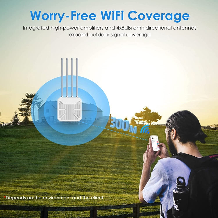 Wavlink WN573HX1 WiFi 6 AX1800 Dual Band Long Range Outdoor WiFi Extender(UK Plug) - Broadband Amplifiers by buy2fix | Online Shopping UK | buy2fix