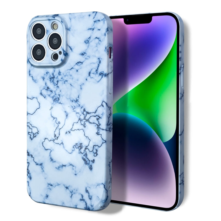For iPhone 14 Pro Marble Pattern Phone Case(Blue White) - iPhone 14 Pro Cases by buy2fix | Online Shopping UK | buy2fix