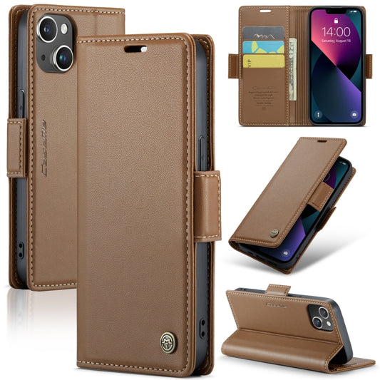 For iPhone 13 CaseMe 023 Butterfly Buckle Litchi Texture RFID Anti-theft Leather Phone Case(Brown) - iPhone 13 Cases by CaseMe | Online Shopping UK | buy2fix