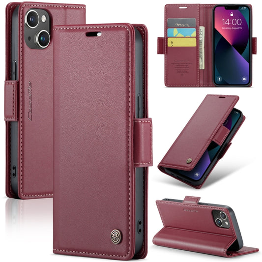 For iPhone 13 CaseMe 023 Butterfly Buckle Litchi Texture RFID Anti-theft Leather Phone Case(Wine Red) - iPhone 13 Cases by CaseMe | Online Shopping UK | buy2fix