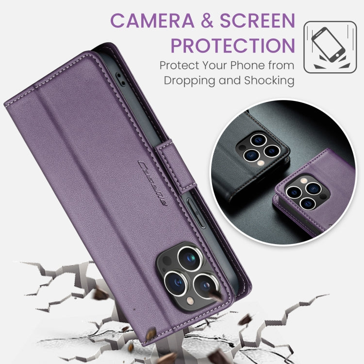 For iPhone 13 Pro CaseMe 023 Butterfly Buckle Litchi Texture RFID Anti-theft Leather Phone Case(Pearly Purple) - iPhone 13 Pro Cases by CaseMe | Online Shopping UK | buy2fix