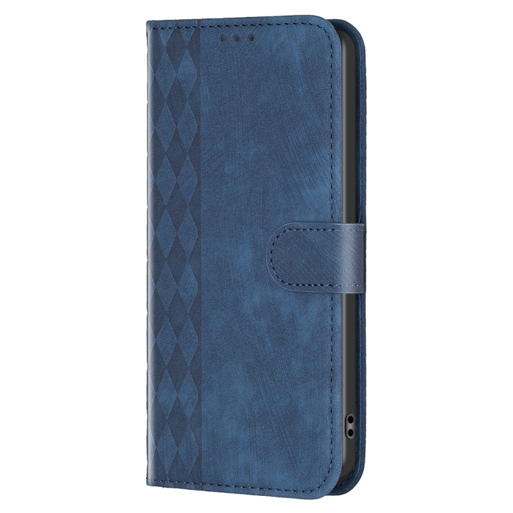 For iPhone 15 Pro Max Plaid Embossed Leather Phone Case(Blue) - iPhone 15 Pro Max Cases by buy2fix | Online Shopping UK | buy2fix