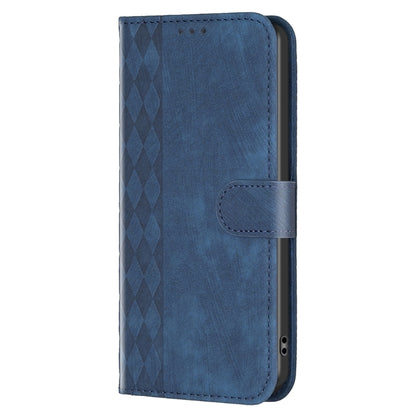 For iPhone 15 Pro Max Plaid Embossed Leather Phone Case(Blue) - iPhone 15 Pro Max Cases by buy2fix | Online Shopping UK | buy2fix