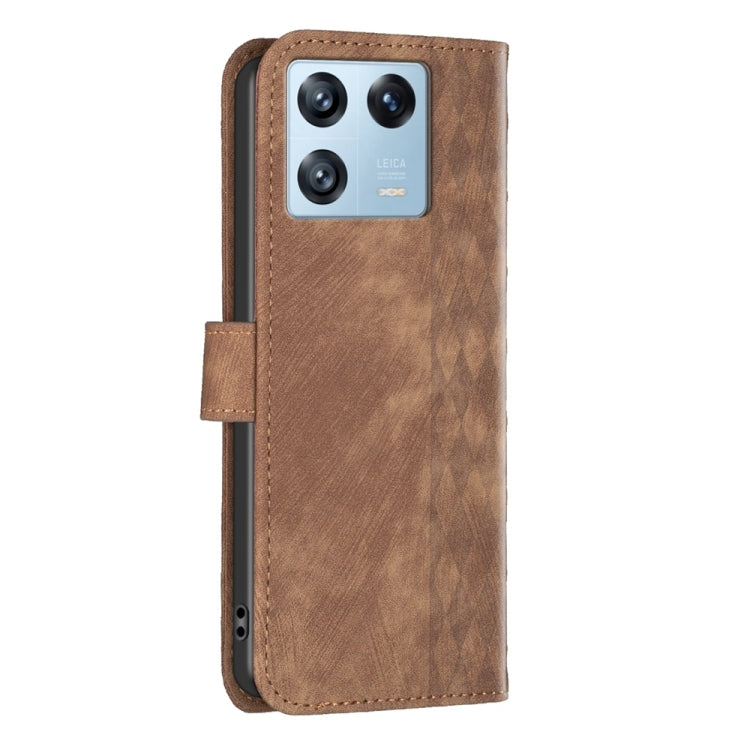 For Xiaomi 13 Pro Plaid Embossed Leather Phone Case(Brown) - 13 Pro Cases by buy2fix | Online Shopping UK | buy2fix