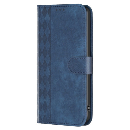 For Xiaomi Redmi 10 2022 Plaid Embossed Leather Phone Case(Blue) - Xiaomi Cases by buy2fix | Online Shopping UK | buy2fix