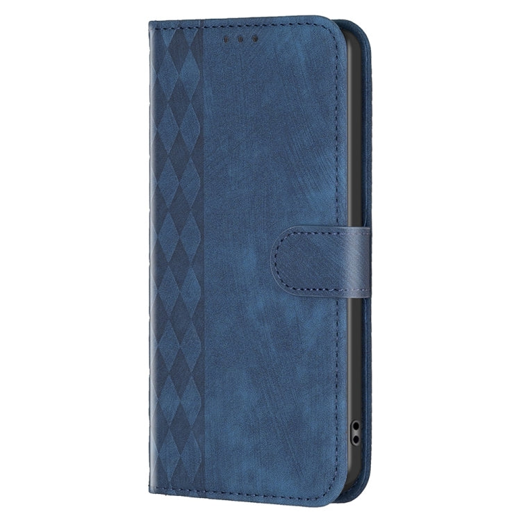 For Xiaomi Redmi Note 9 Pro Plaid Embossed Leather Phone Case(Blue) - Xiaomi Cases by buy2fix | Online Shopping UK | buy2fix