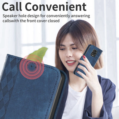 For Xiaomi Redmi Note 9 Pro Plaid Embossed Leather Phone Case(Blue) - Xiaomi Cases by buy2fix | Online Shopping UK | buy2fix