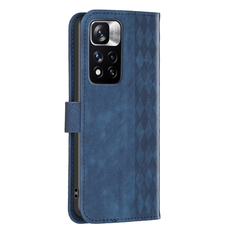 For Xiaomi Redmi Note 11 Pro Plaid Embossed Leather Phone Case(Blue) - Redmi Note 11 Pro Case by buy2fix | Online Shopping UK | buy2fix