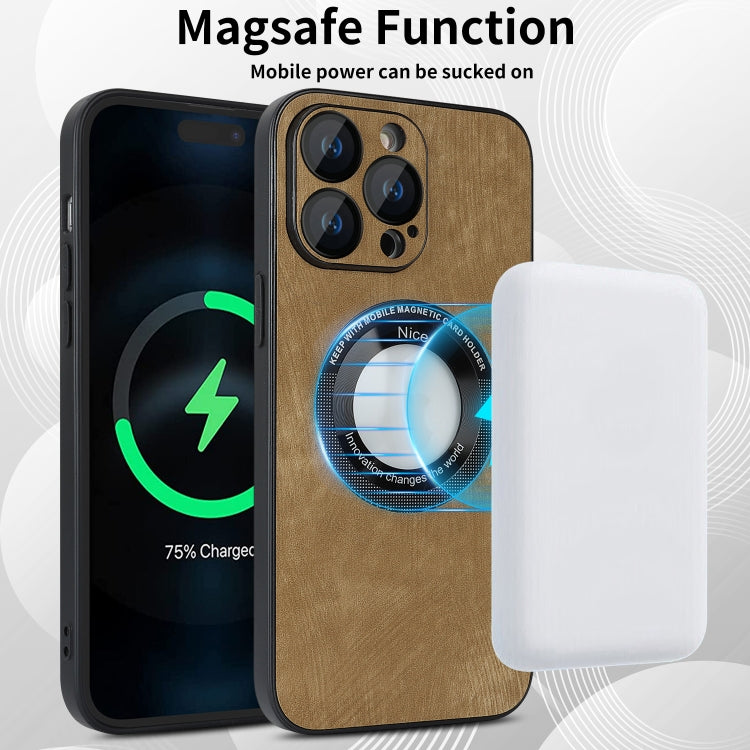 For iPhone 11 Pro Skin Feel Leather MagSafe Magnetic Phone Case(Brown) - iPhone 11 Pro Cases by buy2fix | Online Shopping UK | buy2fix