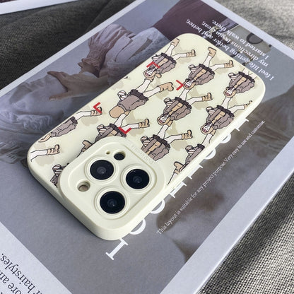 For iPhone 13 Pro Max Liquid Silicone Pedestrians Pattern Phone Case(Beige) - iPhone 13 Pro Max Cases by buy2fix | Online Shopping UK | buy2fix