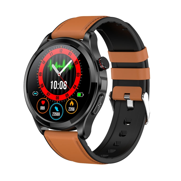 TK22 1.39 inch IP67 Waterproof Leather Band Smart Watch Supports ECG / Non-invasive Blood Sugar(Brown) - Smart Watches by buy2fix | Online Shopping UK | buy2fix