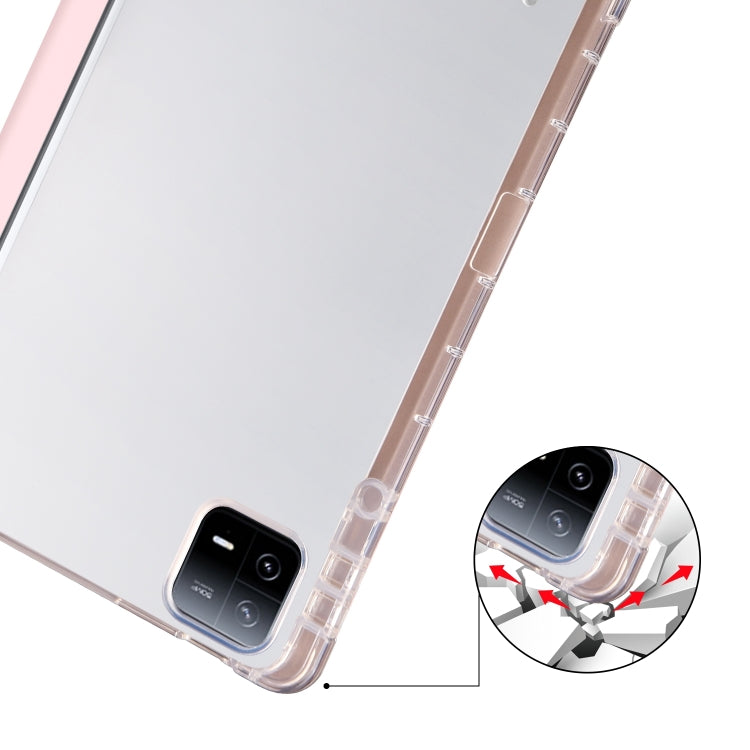 For Xiaomi Pad 6 / 6 Pro 3-fold Clear TPU Smart Leather Tablet Case with Pen Slot(Sand Pink) -  by buy2fix | Online Shopping UK | buy2fix