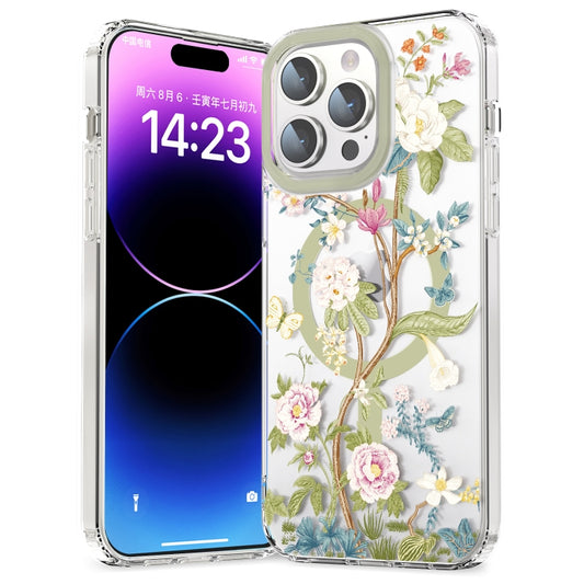 For iPhone 14 Pro MagSafe Magnetic TPU Phone Case(Blue Hydrangea Ball) - iPhone 14 Pro Cases by buy2fix | Online Shopping UK | buy2fix